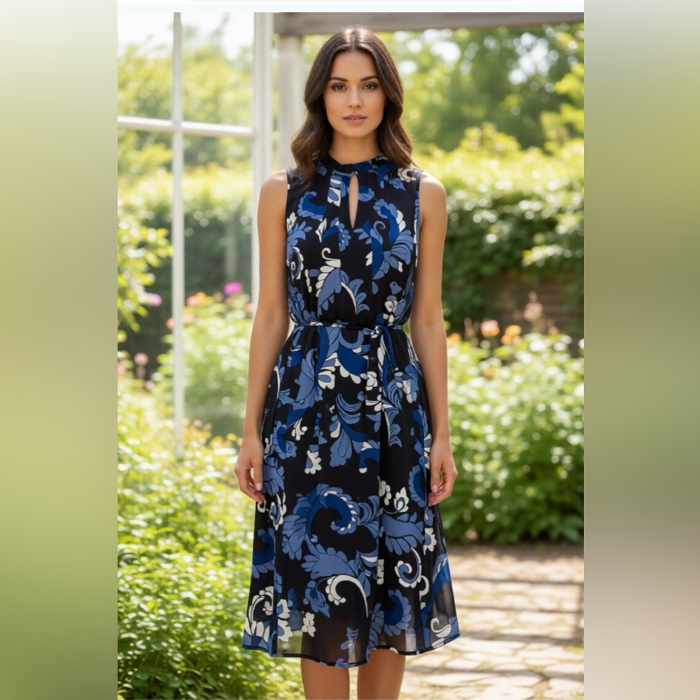 Ann Taylor NWT Sleeveless Blue Floral Print Women’s Dress